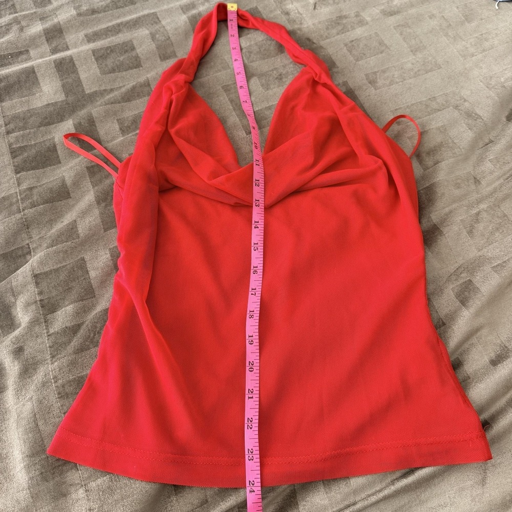 Princess Polly Tank Top Womens 6 Red Mesh Cowl Neck Halter Lined Cami Stretch - Picture 8 of 8